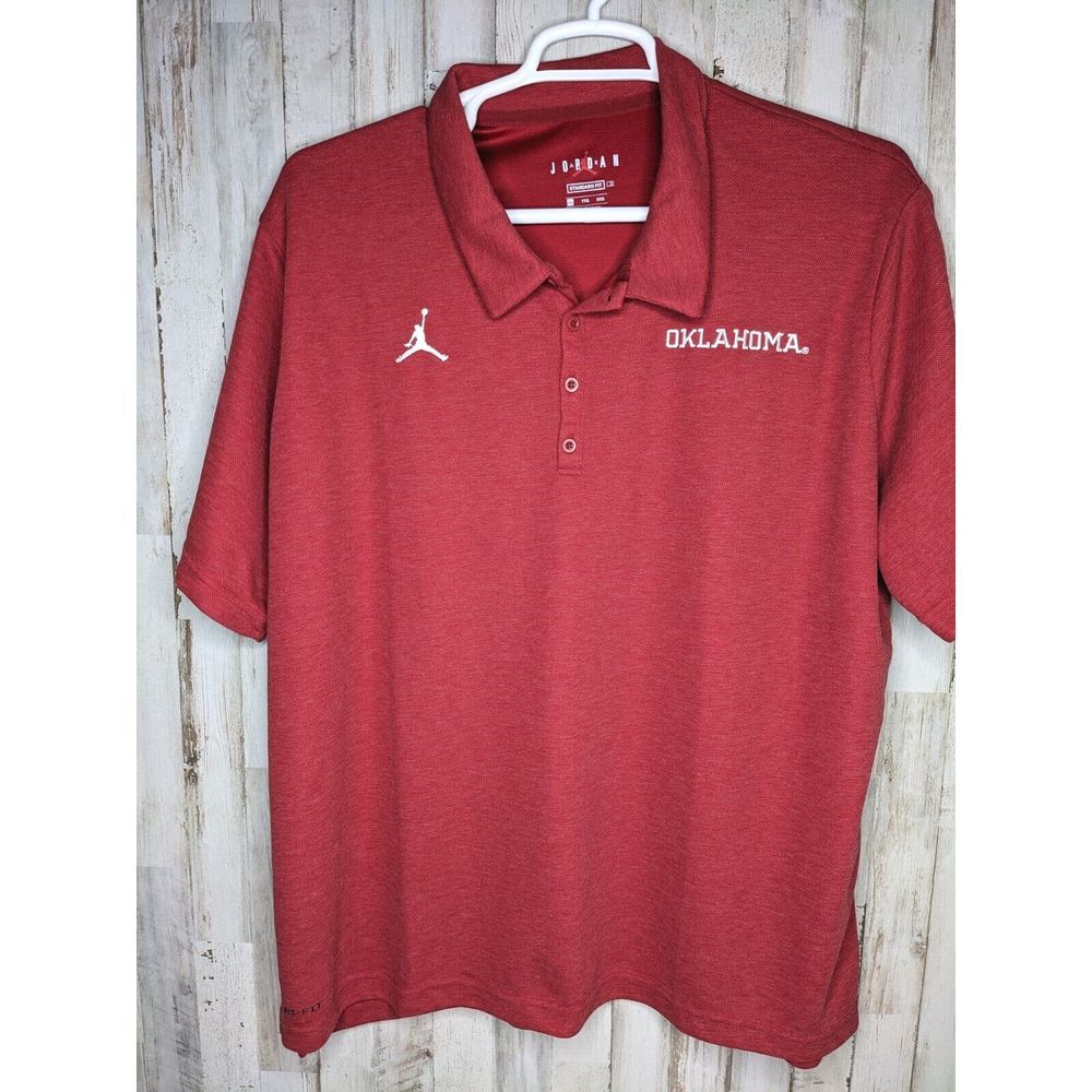 Nike Jordan Brand Oklahoma Sooners Red Polo Shirt Men's 2XL Football OU